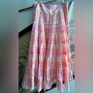 Jones New York Sport Pastel Plaid Full Tiered Skirt SZ 10